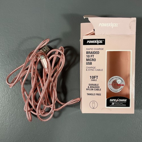 PowerXcel Rapid Charge Braided 10 Ft. Micro USB Charge & Sync Cable Tangle Free