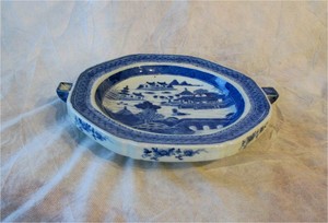 1790 Antique Chinese Canton Blue & white Porcelain Warming Dish Qianlong Export