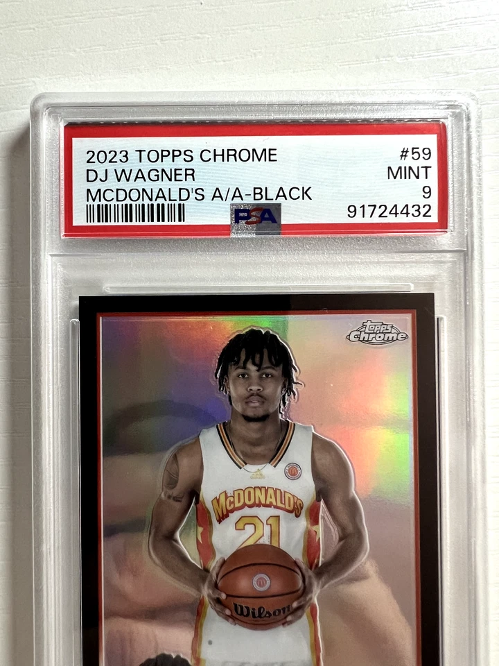 2023 Topps Chrome McDonald's All American DJ WAGNER /10 Black PSA 9 Rookie RC 59 - Image 2 of 4