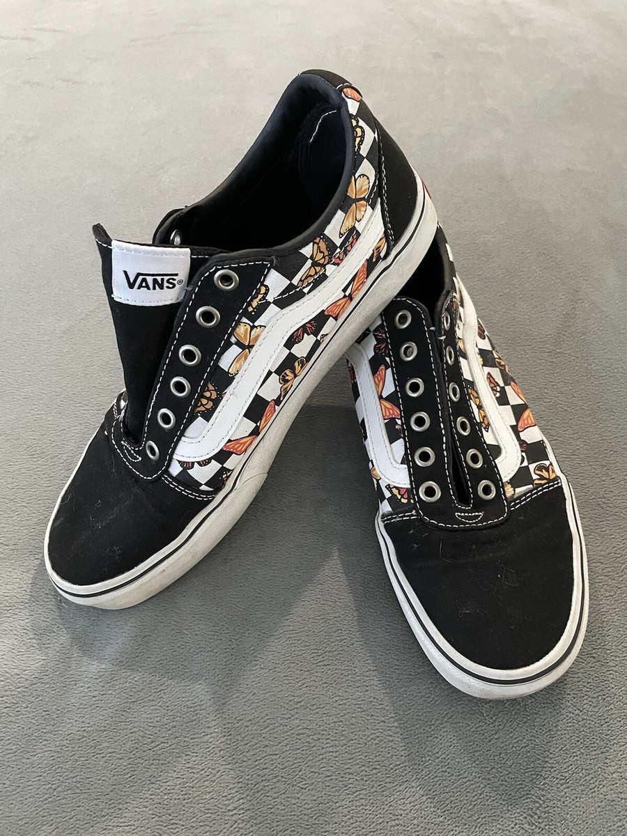 Vans Butterfly Checkerboard Canvas Low top Lace Up Shoes Women's Size 10