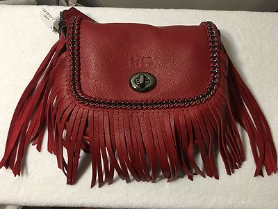 Coach Dakotah Fringe Flap Crossbody Shoulder Bag Red Whiplash