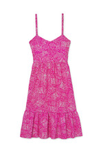 PEP - Women's Sundress Printed Sleeveless Midi Dress - Large - Pink Magenta