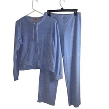 Tail 2 Track Suit Womens Vintage Size Medium Blue Elastic Waist Pockets Full Zip