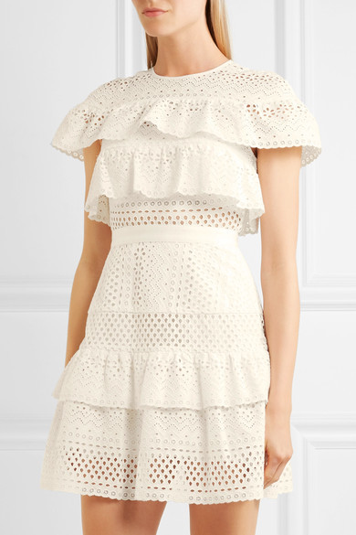 【関税込】Self-Portrait ★ホワイトコットン刺繍シャツドレス★ White Cotton Embroidered Shirt Dress – self-portrait-US