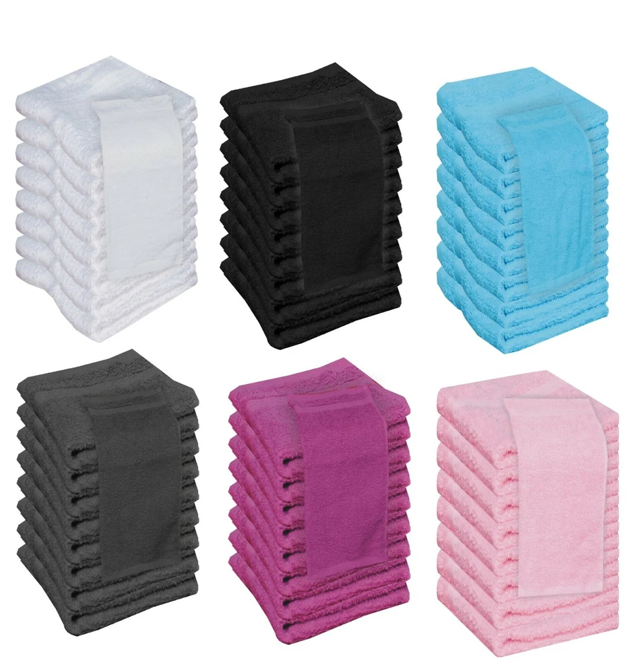 1-24Pack 100%Egyptian Cotton Luxury Face Towels Flannels Wash Cloth Hang Loop