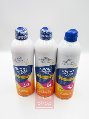 Lot of 3 Studio Selection Sport Sunscreen Spray SPF 50 11oz.