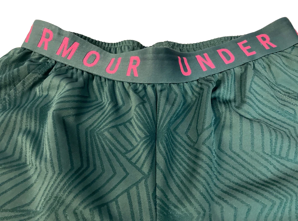 Pantalones Cortos Atléticos Under Armour Correr Gimnasio Diseño Verde Rosa Acento Para Mujer Pequeños Foto 3 de 4