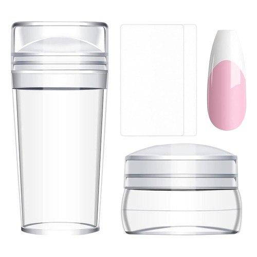 Silicone Transparent Nail Art Stamping Kit French Manicure Plate Stamp Stamper