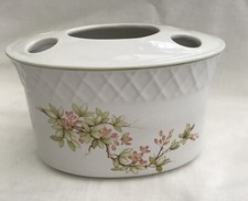 Uchwyt na szczoteczkę do zębów, ceramiczny St Michael (M&S), owalny, kwiatowy wzór kraty, lata 80.