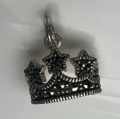 925 Sterling Silber Anhänger Markasiten Steine Sterne Krone Royal Queen Prinzessin 3D