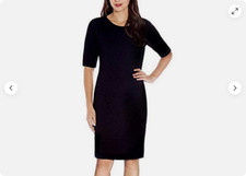 Mario Serrani WOMEN'S Little Black Dress Ribbed Textured 3/4 sleeve(BLACK M) NWT