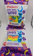 Plackers Kids Dual Gripz Dental Flossers 75 Count Each Lot Of 2 Sealed 