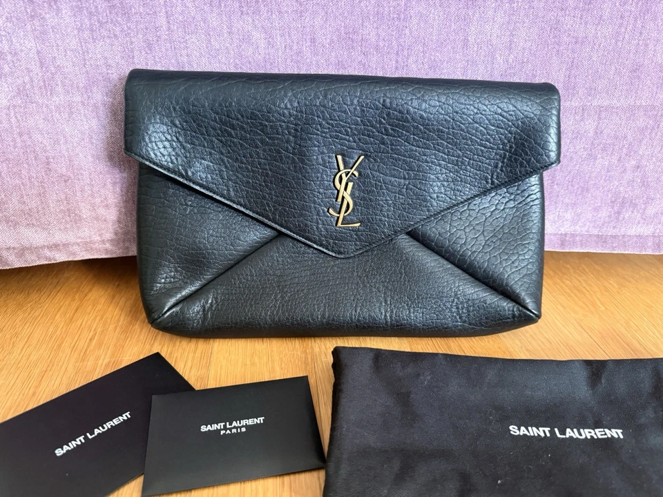 SAINT LAURENT YSL Enveloppe Pochette Clutch Leder schwarz *neu* - Bild 1 von 4