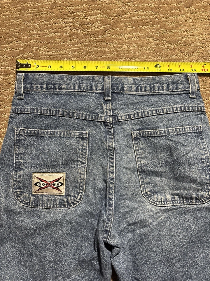 Pantalones cortos vaqueros azules vintage Sonoma para hombre, pantalones cortos holgados vintage, estilo Y2K rap JNCO Foto 3 de 4