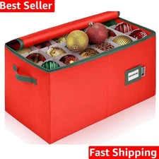 Christmas Ornament Storage Container with Dividers - Box Stores Up to 54 Orna...