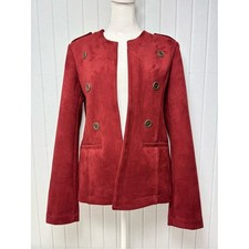 Tahari Red Double-Breasted Sueded Blazer Size M