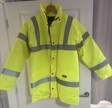 Dickies Hi Vis Jacket Medium Yellow Reflective Padded Coat Workwear Safety Coat