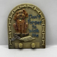 Spoontiques Leash Holder Don't Forget to Walk the Dog Wall Plaque w/ Hooks