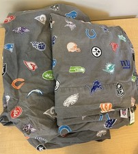 Pottery Barn Teen NFL Brights Football Logo Size FULL Fitted and Flat Sheet Set