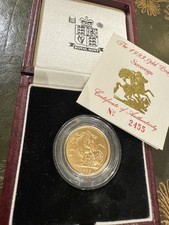 1993 Proof Full Gold Sovereign Coin with Box and Certificate Royal Mint