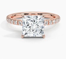 Anello in oro rosa con diamanti CVD coltivati ​​in laboratorio principessa 5 ...