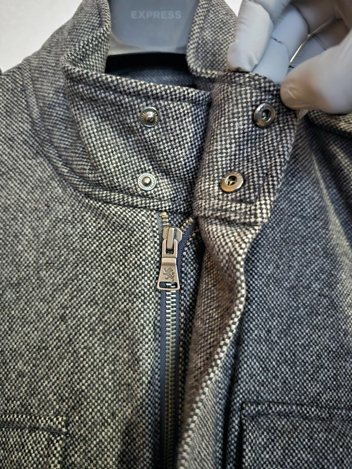 Express 4-Pocket Gray Wool-Blend Tweed Winter Coat | Men's XL - Image 4 of 4
