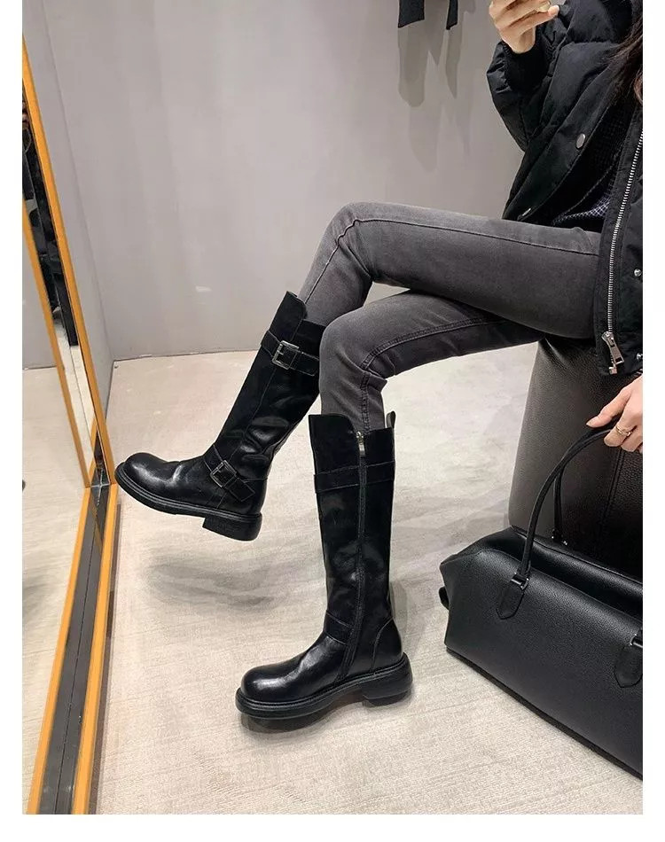 Botas Al Tobillo Negras Con Doble Hebilla Suela Robusta Estilo Biker CF60445