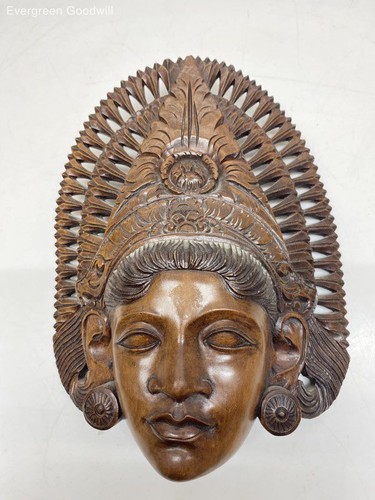 Carved Bali Wood Head Sculpture Of A Woman