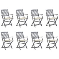 GartenstüHle Klappbar 8Er Set Aus Akazie Massivholz Mit Kissen