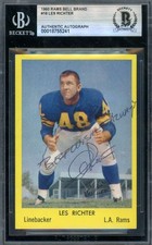Les Richter Beckett BAS Signed 1960 Rams Bell Brand Autograph