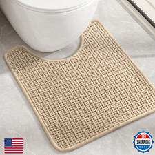 Color Geometry Chenille Toilet Rugs U Shaped Washable, Absorbent, Stain Resistan