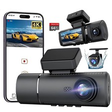 3 Channel 4K Dash Cam Front and Rear Inside, Built-in 5G WiFi,4K 1080P 1080P ...