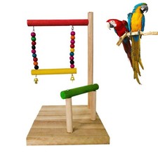 Wood Swing Bird Play Playstand Parakeet Playground Birdcage Parrot Cage Toy