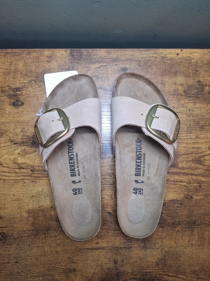 Birkenstock Madrid Big Buckle Sandcastle Nubuk 尺寸 40 窄(女式 9,男式 7) — 第 4/4 张图片