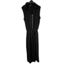 Peacocks Ladies Black Jumpsuit Size 18 Sleeveless Zip Front Tie Waist Elegant