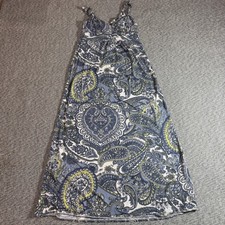Ann Taylor Loft Blue Lime Green Paisley Empire Waist Maxi Dress Size 4