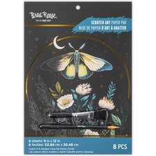 Scratch Art Paper Pad Midnight Botanicals 6 Sheet Set