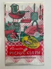 NEW SEALED Vintage Carnation Plastic Picnic Cloth Tablecloth 54 x 90" MCM