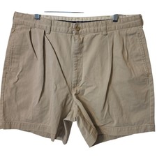 VTG Polo Ralph Lauren Andrew Shorts 6" Mens 36 Khaki Double Pleated Cotton Chino