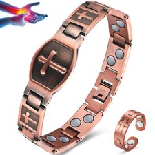 Vicmag Men Copper Bracelet Double Row 100 Solid Pure Copper Jewelry Gift wit...