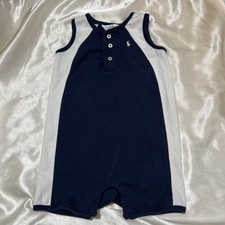 BODY NUOVO SENZA ETICHETTE BAMBINO RALPH LAUREN COTONE 9 MESI BLU NAVY FRANCESE/BIANCO BOTTONI/SNAPS