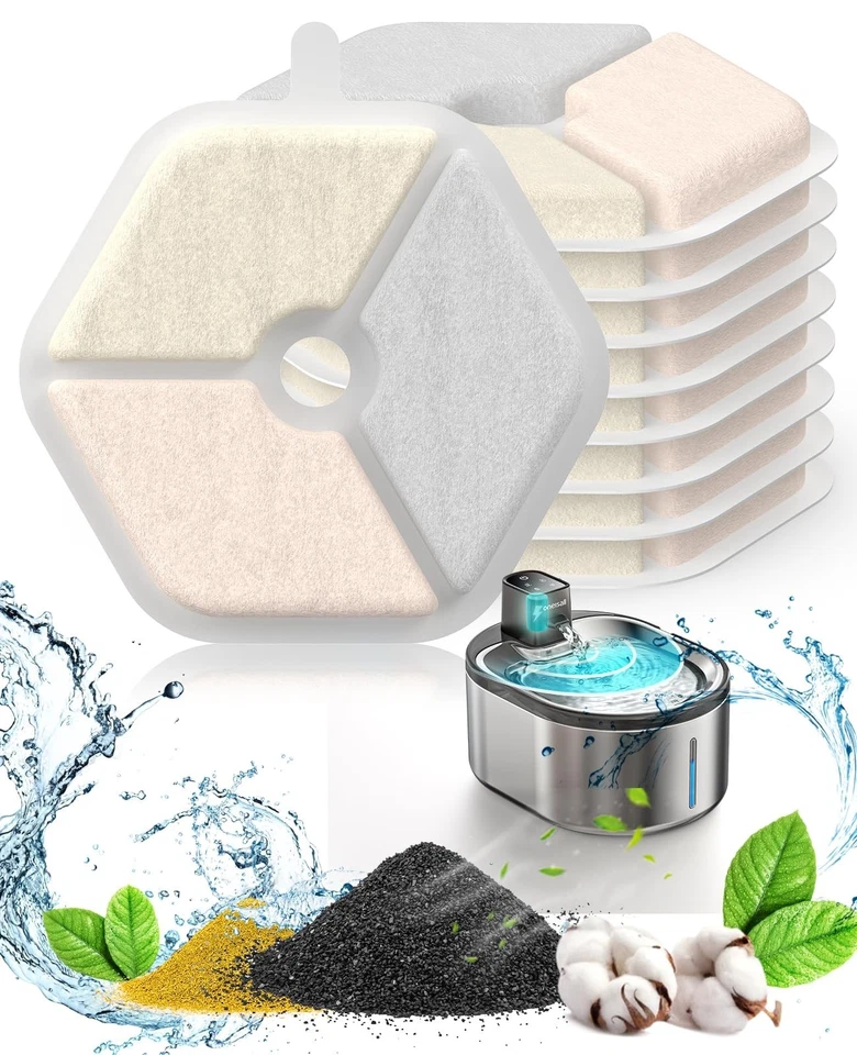 oneisall 9 Pack Ersatzfilter für kabellosen 4L Katzenbrunnen mit Bewegungsmelder