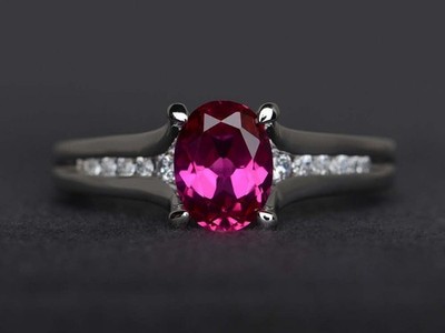 Pink Ruby Gemstone Ring Lab Created 925 Sterling Silver Women Ring Duty Free