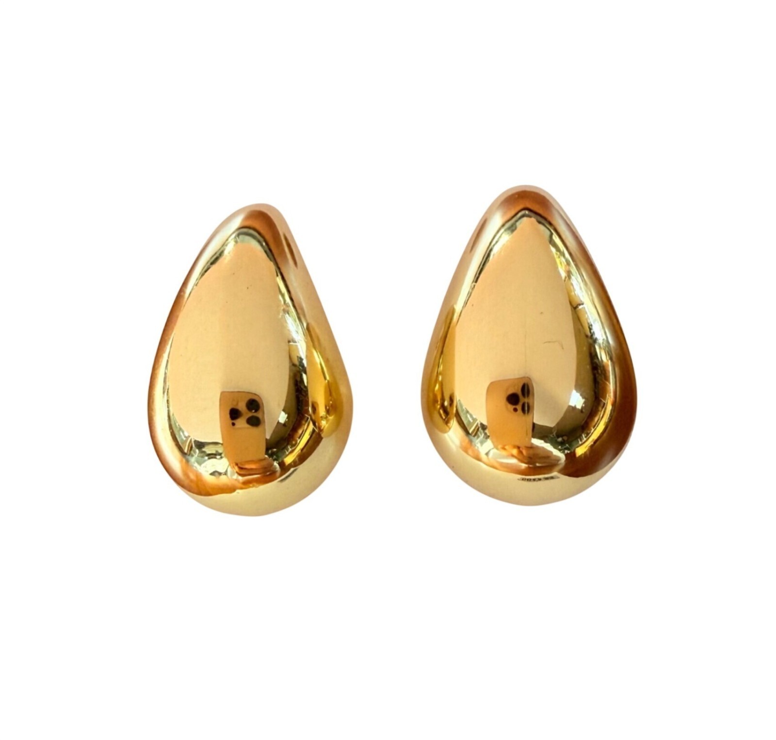 Vintage Earrings Tear Drop Chunky Statement Glam Gold Tone 1 inch