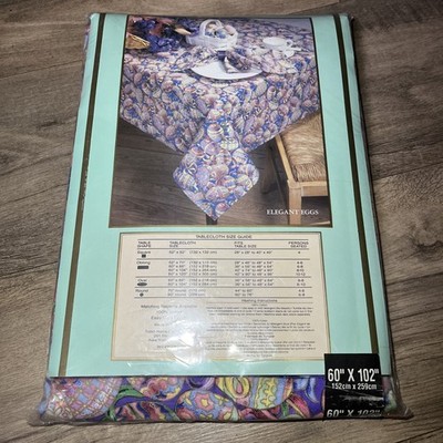 Tobin Easter Elegant Eggs Holiday Tablecloth 60X102 Cotton Beautiful Pastels New