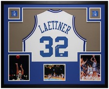 Christian Laettner Autographed & Framed White Duke Jersey Auto JSA COA