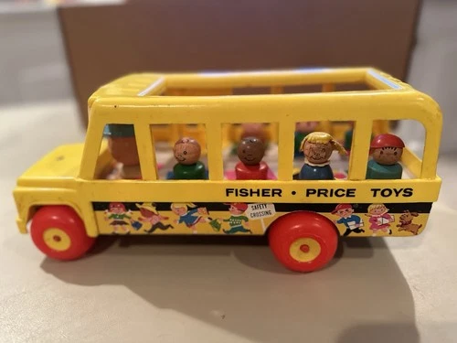 Vintage 1965 Fisher Price School Bus Complete set with 7 little people