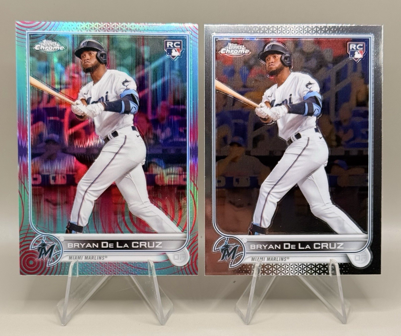 2022 Topps Chrome Sonic #216 Bryan De La Cruz RC Pink & Aqua Refractor /199