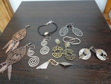 Lot bijoux vintage  7 paires de boucles d'oreilles 1 bracelet en argent