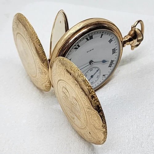 Antique Vtg 1920 ELGIN 290 GF POCKET WATCH M6 16s 7j Engraved Full Hunter AS-IS